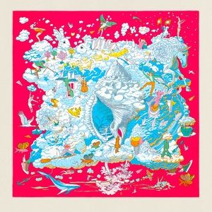 Hermes Sur Mon Nuage scarf 90 Rose Vif / Bleu / Multicolore